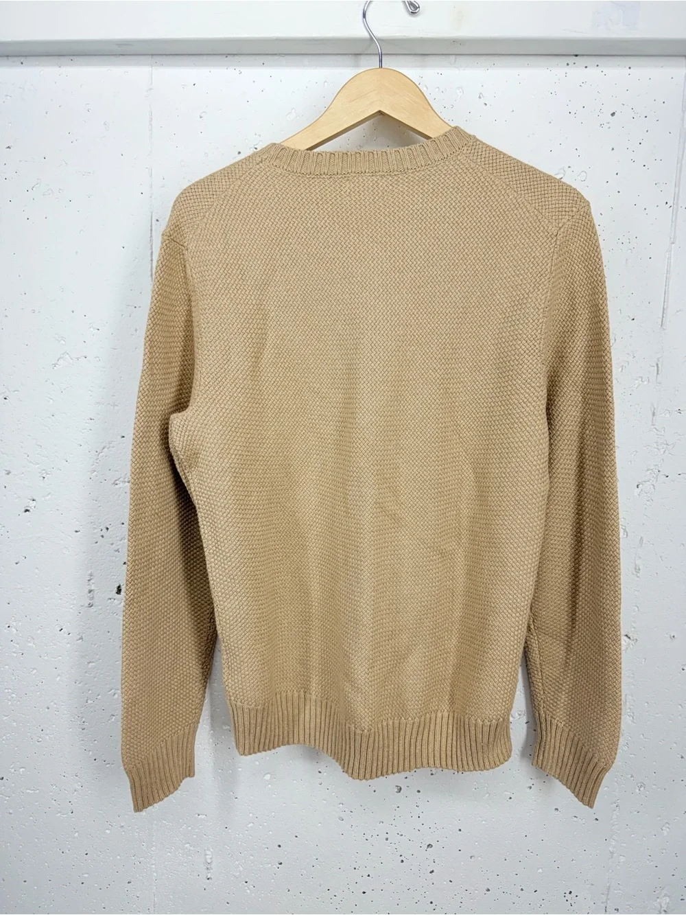 J. Crew Men’s Medium Tan Basket Stitch Cotton Crewneck Sweater NEW